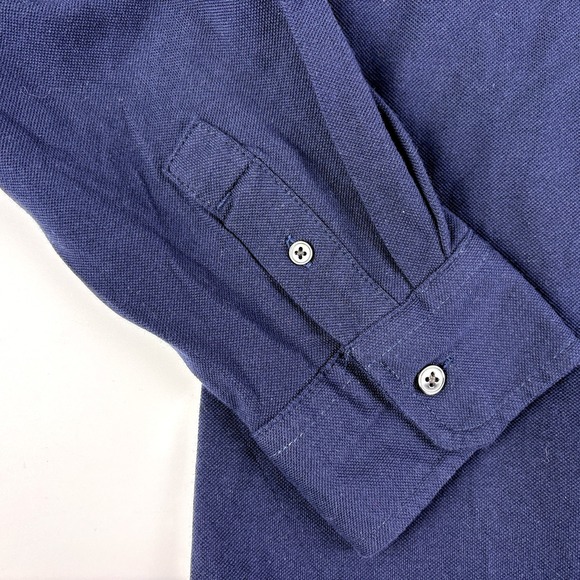 NWT Kenneth Cole L/S Knit Pique Button Up Shirt Mens Sz L Navy Blue Light Weight - Picture 6 of 16